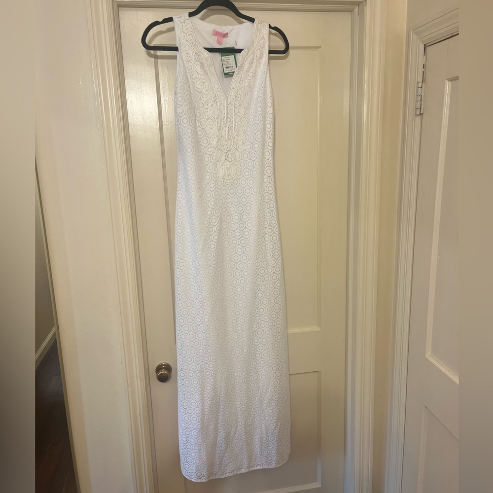 Lilly Pulitzer White Sleeveless V-neck Maxi Gown